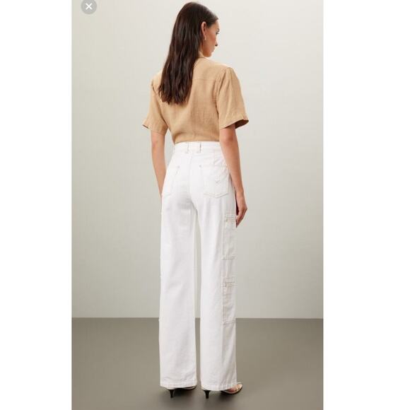 HUDSON White High-Rise Welt Pocket Cargo Wide Leg Jeans Size 26 - Picture 3 of 16
